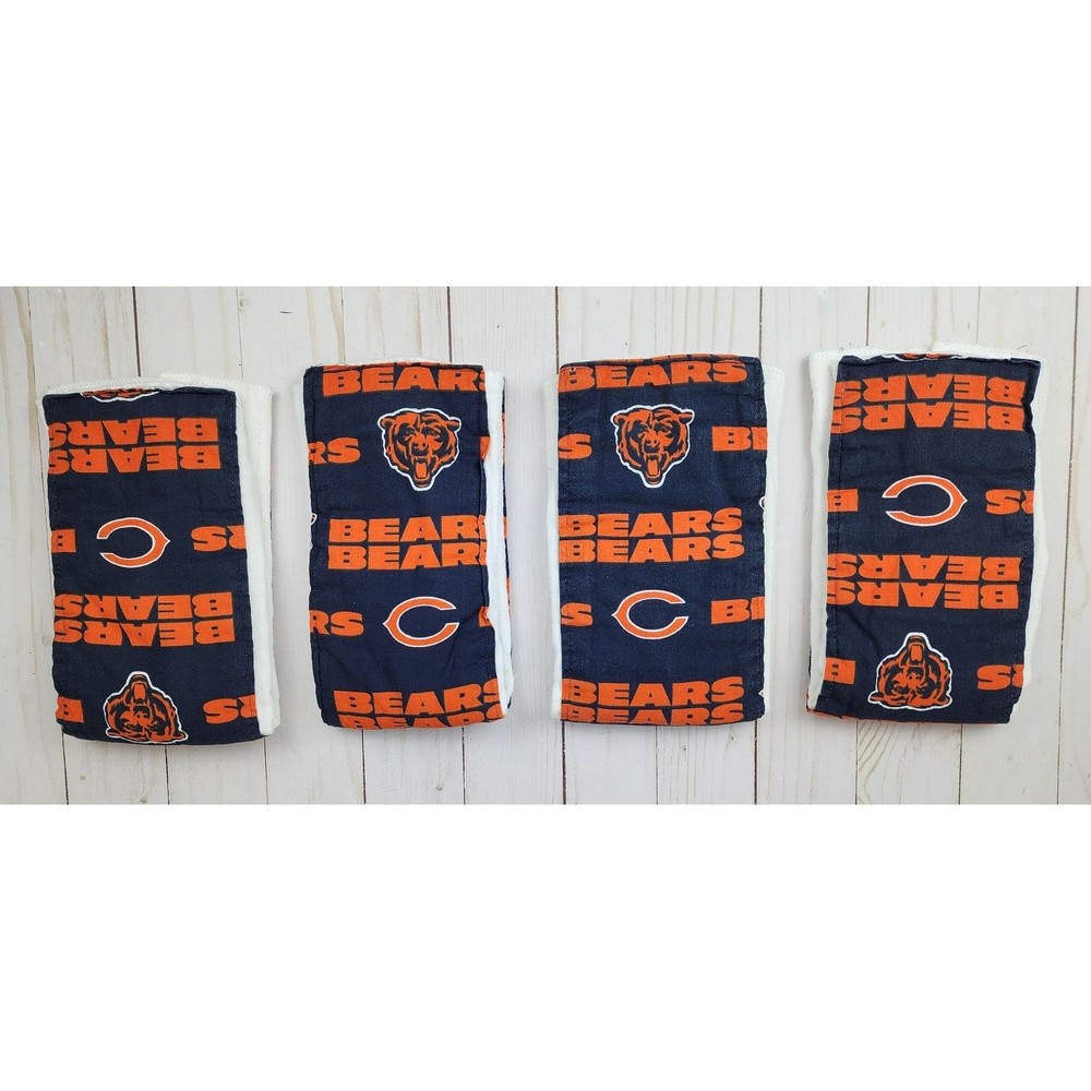 4 Chicago Bears Burp Cloths Baby Handmade NFL